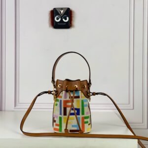 Mon Tresor-Multicolour canvas minibag with FF embroidery