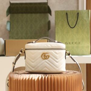 GG Marmont Mini Top Handle Bag-White#672253