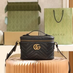 GG Marmont Mini Top Handle Bag-Black#672253