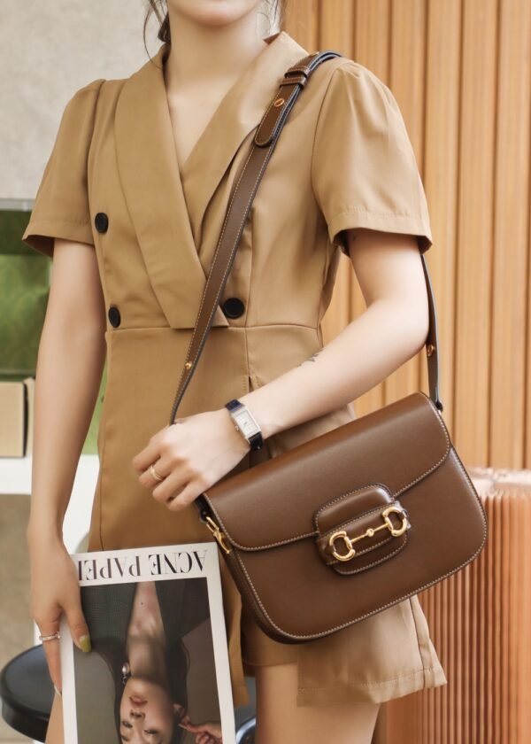 Gucci Horsebit 1955 Shoulder Bag-Brown #602204