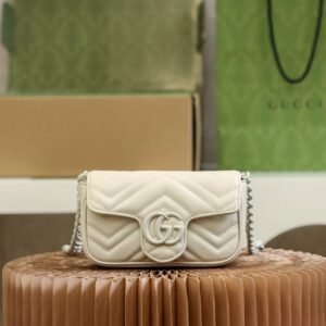 GG Marmont Leather Belt Bag-White #699757