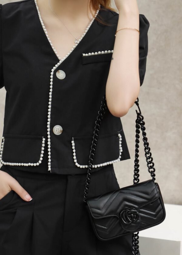 GG Marmont Leather Belt Bag-Black #699757