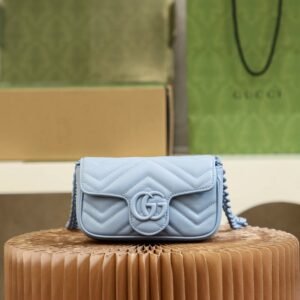 GG Marmont Leather Belt Bag-Blue #699757