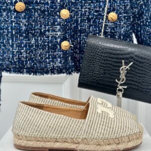 LES ESPADRILLES CELINE IN STRIPED CANVAS & EMBROIDERED PATCH