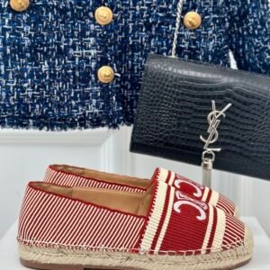 LES ESPADRILLES CELINE IN STRIPED CANVAS & EMBROIDERED PATCH