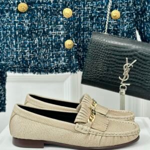 CELINE LUCO LOAFER WITH FRINGES IN SUEDE CALFSKIN CARAMEL