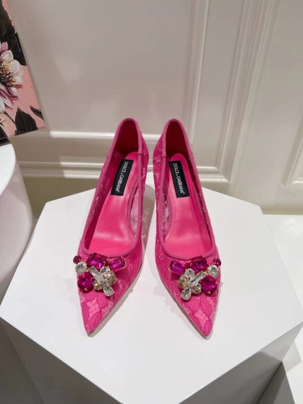 Dolce&Gabbana - LACE RAINBOW PUMPS WITH BROOCH DETAILING