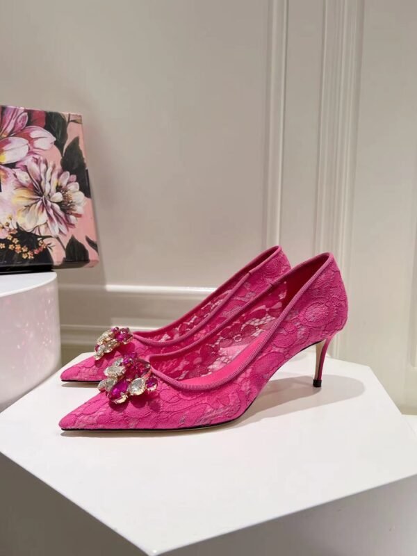 Dolce&Gabbana - LACE RAINBOW PUMPS WITH BROOCH DETAILING