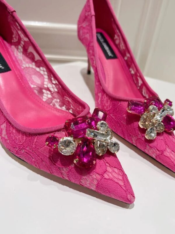 Dolce&Gabbana - LACE RAINBOW PUMPS WITH BROOCH DETAILING