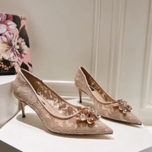 Dolce&Gabbana - LACE RAINBOW PUMPS WITH BROOCH DETAILING