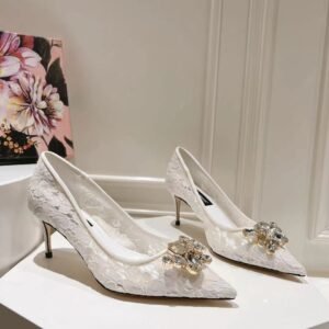 Dolce&Gabbana - LACE RAINBOW PUMPS WITH BROOCH DETAILING