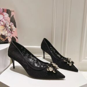 Dolce&Gabbana - LACE RAINBOW PUMPS WITH BROOCH DETAILING