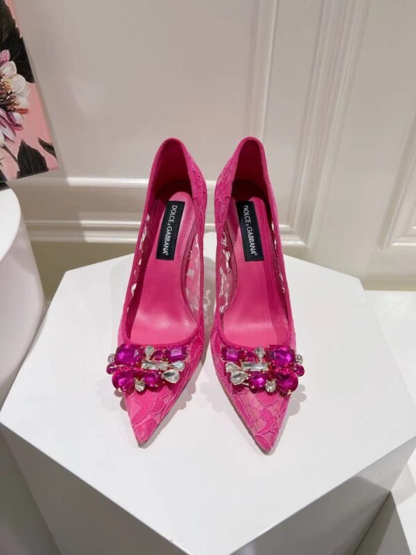 Dolce&Gabbana - LACE RAINBOW PUMPS WITH BROOCH DETAILING