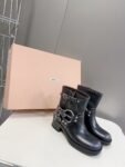 Miu Miu - Vintage-Look Leather Booties