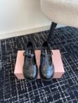 Miu Miu - Brushed Leather T-Strap Brogue Shoes