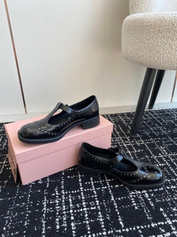 Miu Miu - Brushed Leather T-Strap Brogue Shoes