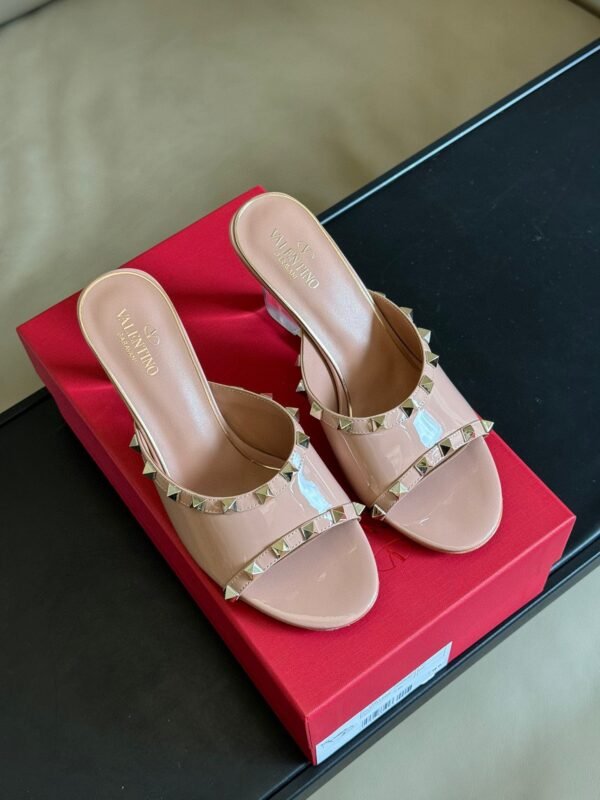 Valentino - 80mm Rockstud Patent Leather Mules