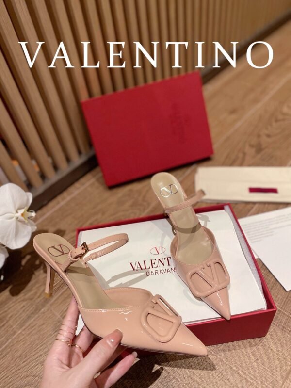 Valentino - Vlogo Signature Calfskin High Heel Shoes With Poster