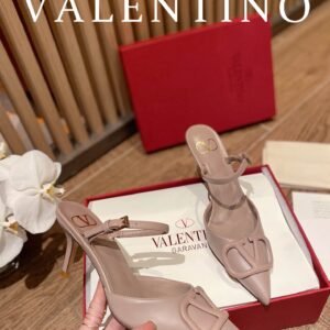 Valentino - Vlogo Signature Calfskin High Heel Shoes With Poster