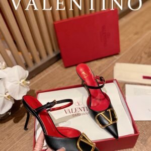 Valentino - Vlogo Signature Calfskin High Heel Shoes With Poster