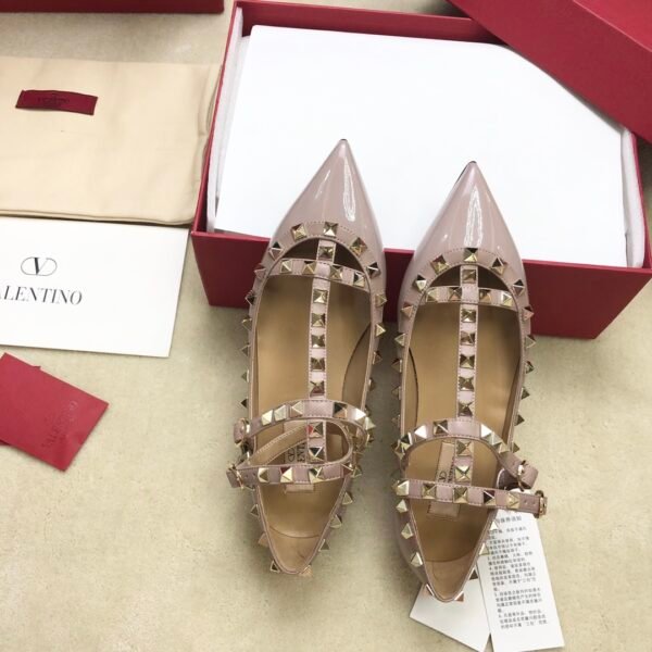 Valentino - Rockstud Leather Ballerina Shoes