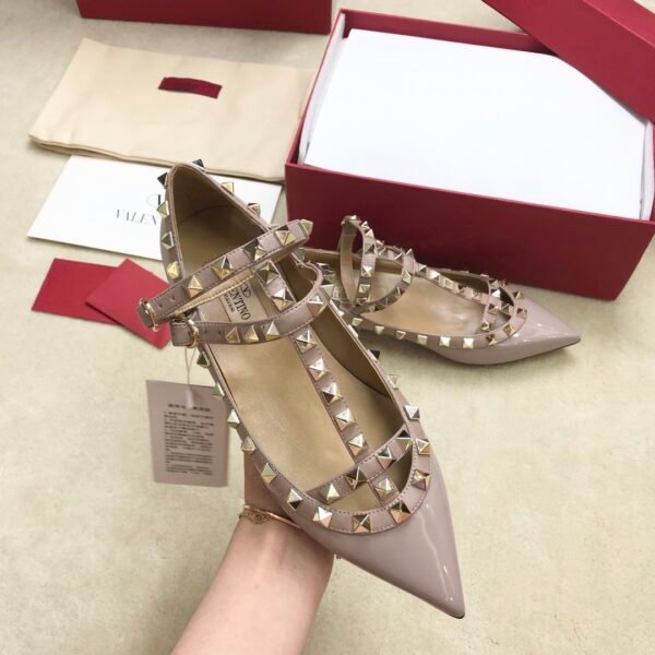 Valentino - Rockstud Leather Ballerina Shoes