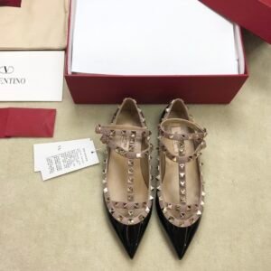 Valentino - Rockstud Leather Ballerina Shoes