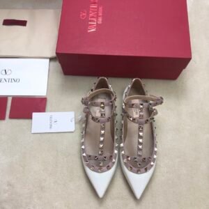 Valentino - Rockstud Leather Ballerina Shoes